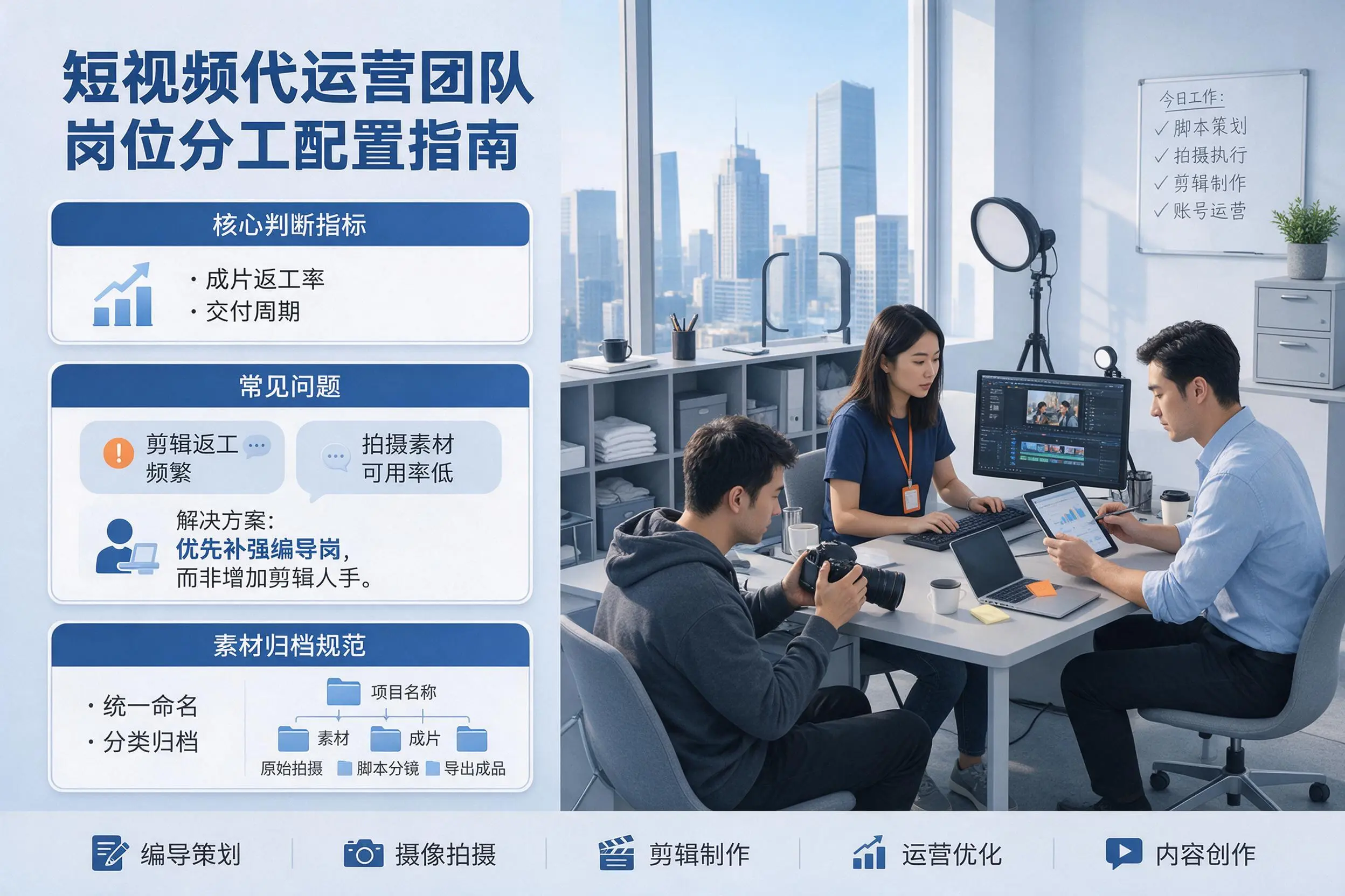 短视频代运营团队如何配置？淄博企业岗位分工科普说明