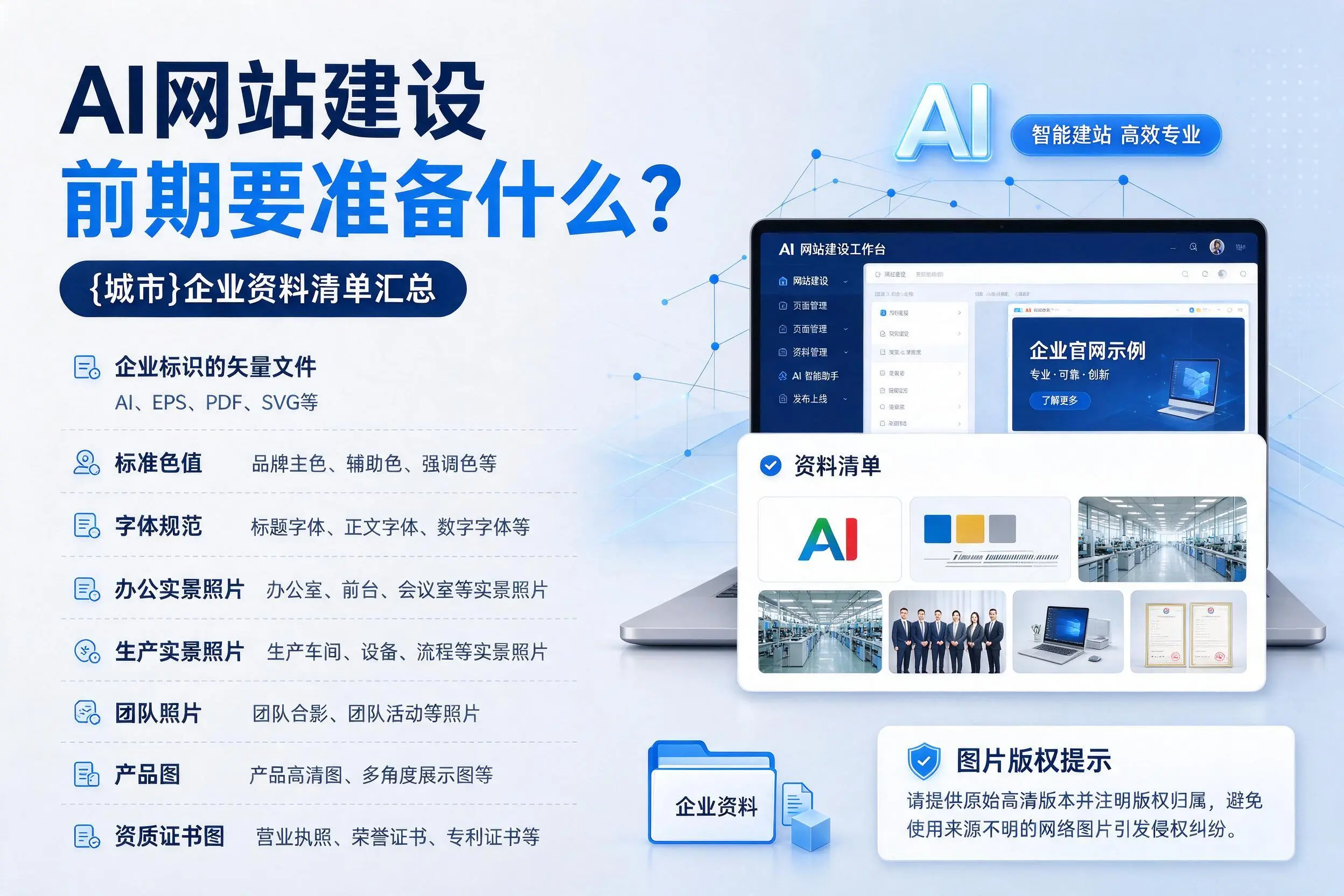 AI网站建设前期要准备什么?淄博企业资料清单汇总
